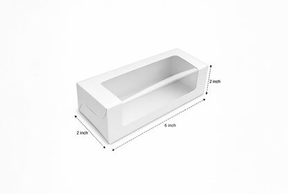 L6xW2xH2inch 6 Macaron Box White Virgin Kraft Paper With Window-1000/Ctn