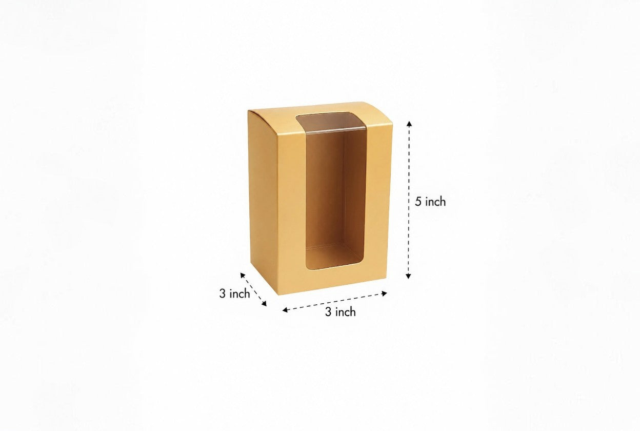 L3xW3xH5 inch 6 Cookie Standup Box Brown Virgin Kraft Paper With Window-1000/Ctn
