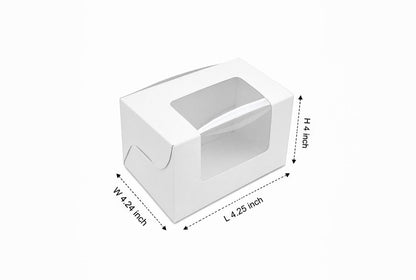 L4.25xW4.25XH4 inch 250Gms White Virgin Kraft Paper Cookie Box With Window-1000/Ctn