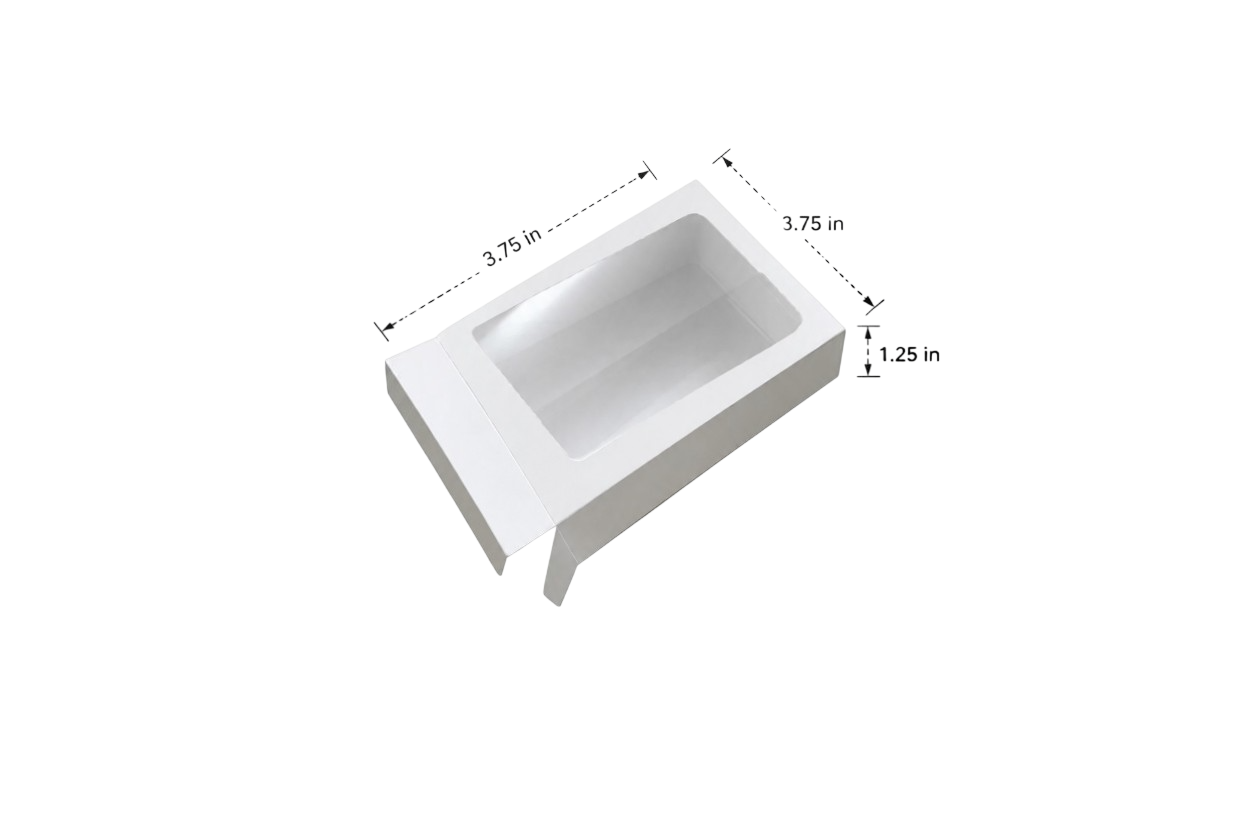 L3.75xW3.75xH1.25inch 4 Piece Chocolate Side Opening Box White Virgin Kraft Paper With Window-1000/Ctn