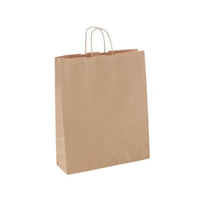 Kraft Brown Paper Bag (28) H28xW28xG15cm - with Twisted Handle