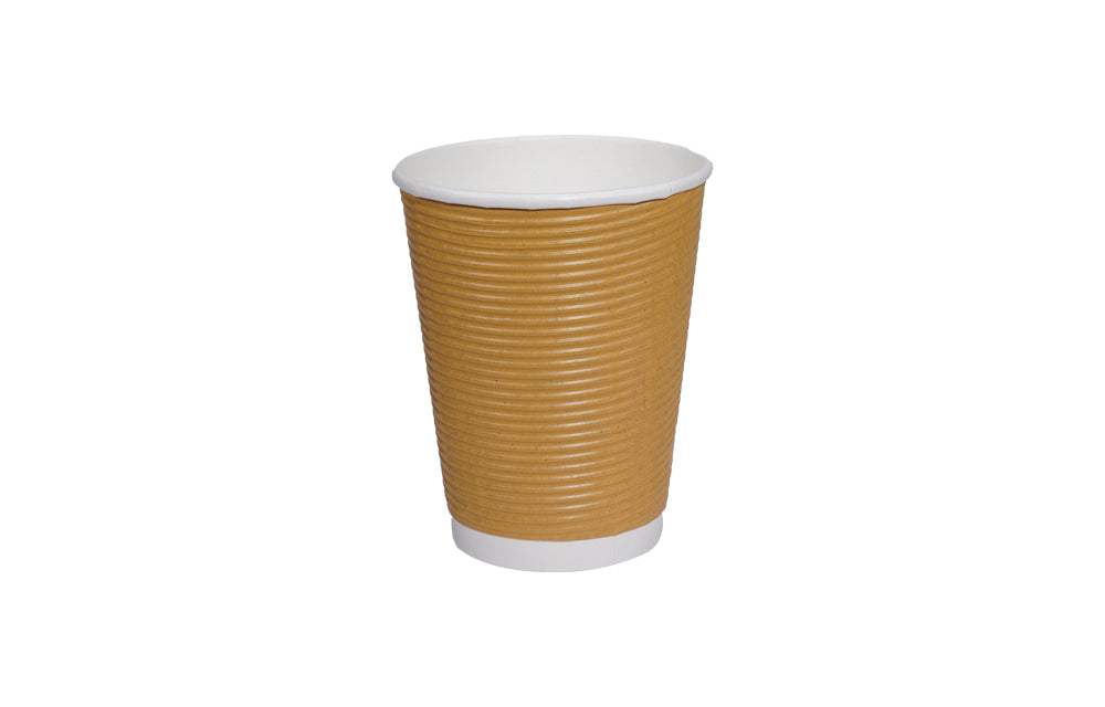 12oz ripple wall paper cup designed for serving hot beverages like coffee and tea, providing better heat protection and comfortable grip.