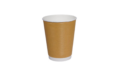 12oz ripple wall paper cup designed for serving hot beverages like coffee and tea, providing better heat protection and comfortable grip.