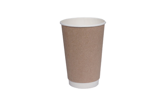 16oz Double Wall Kraft Paper Cup Brown