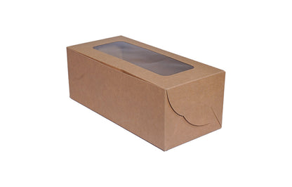 500 gm Plum Cake L8.75xW4xH3.25 Box with Window Kraft Paper Brown