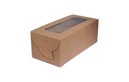 500 gm Plum Cake L8.75xW4xH3.25 Box with Window Kraft Paper Brown