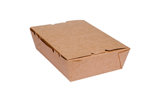 L15xW15xH4.8cm 900ml Brown Kraft Food Grade Paper Lunch Box-800/Ctn
