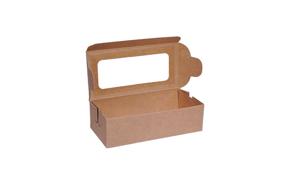 2 Brownie L6xW3xH1.75 Box With Window Kraft Paper Brown