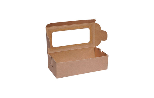 2 Brownie L6xW3xH1.75 Box With Window Kraft Paper Brown