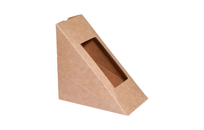 L7xW3xH5 inch Brown Virgin Kraft Paper Sandwich Wedge With Window-500/Ctn