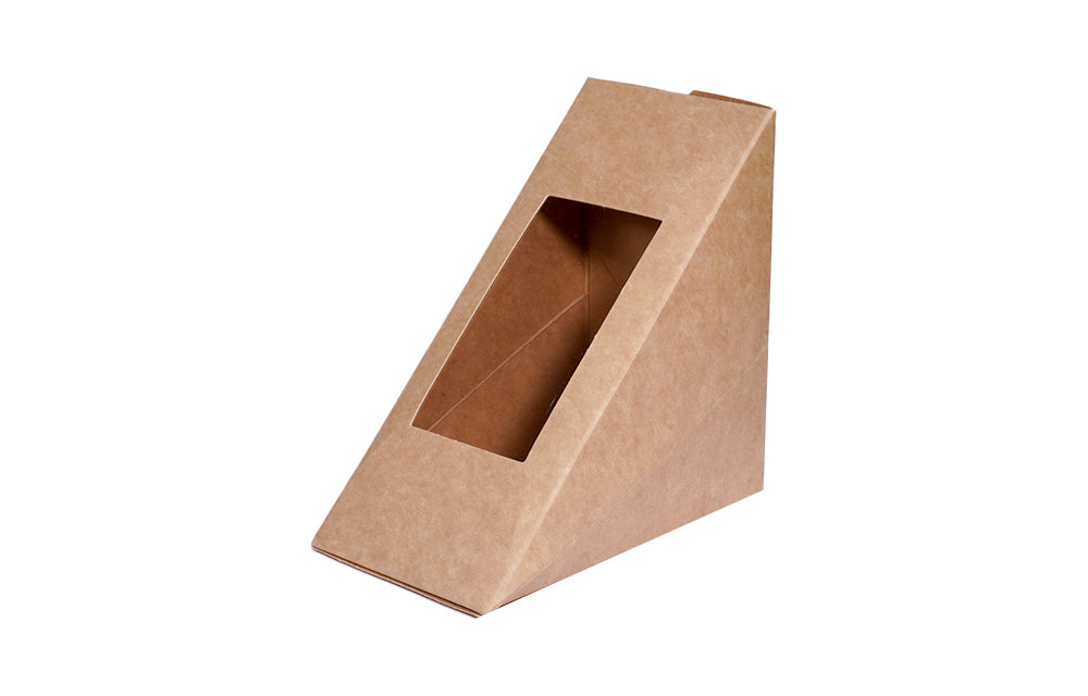 L7xW3xH5 inch Brown Virgin Kraft Paper Sandwich Wedge With Window-500/Ctn