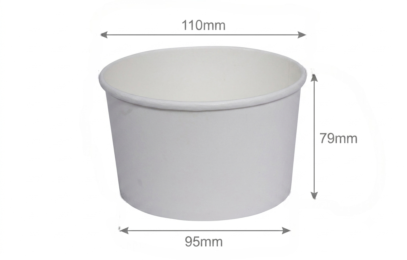 500ml Kraft White paper Takeaway container Food-grade with leak-resistant Suitable for soups, noodles, and hot or cold takeaway items.