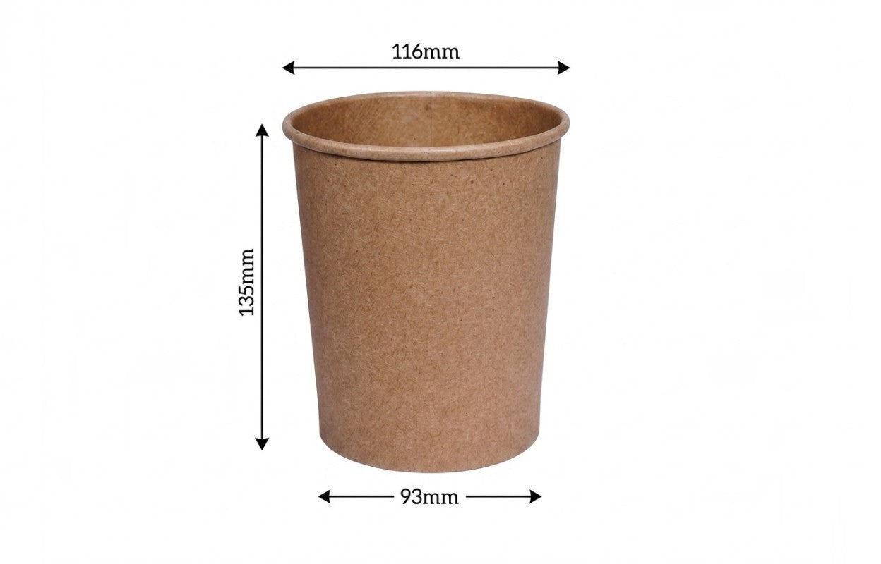 1000ml Kraft Brown paper Takeaway container Food-grade with leak-resistant Suitable for soups, noodles, and hot or cold takeaway items.