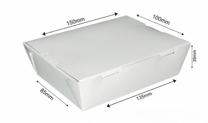 L18xW12xH5cm 1200ml White Kraft Food Grade Paper Lunch Box-500/Ctn