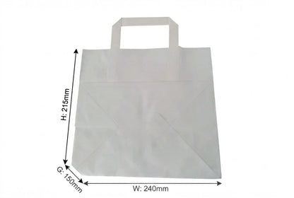 Kraft White Flat Handle Paper Bag H21.5xW24xG15cm