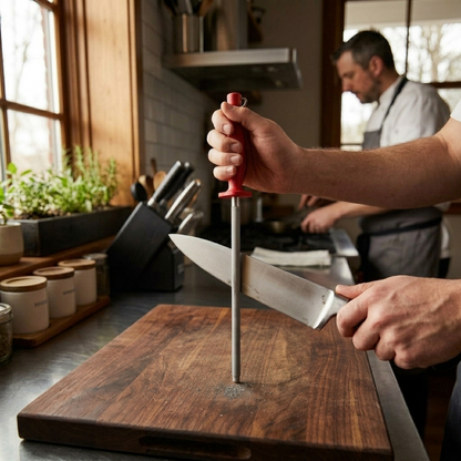 14 Inch Knife Sharpening Rod – Professional Knife Honing Steel for Maintaining Chef Knives in Restaurants and Commercial Kitchens