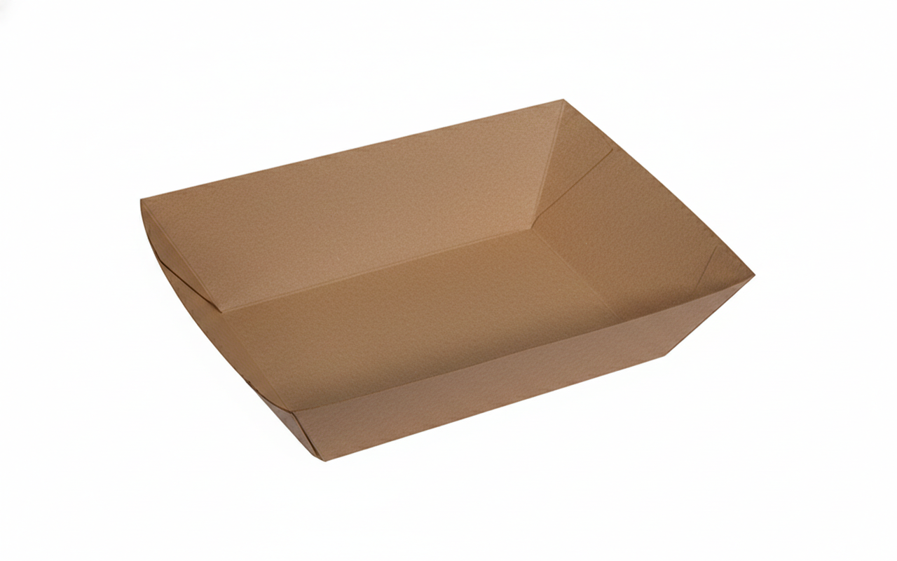 L18xW14xH2cm Kraft Virgin Paper Boat Tray Brown