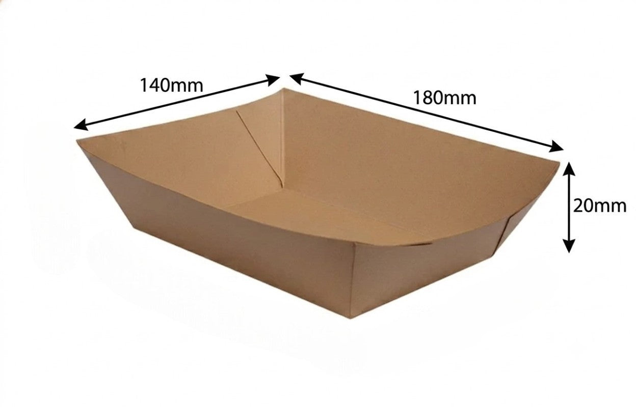 L18xW14xH2cm Kraft Virgin Paper Boat Tray Brown