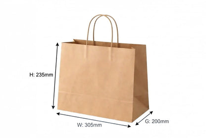 H23.5xW30.5xG20cm Brown Kraft Paper Bag with Twisted Handle
