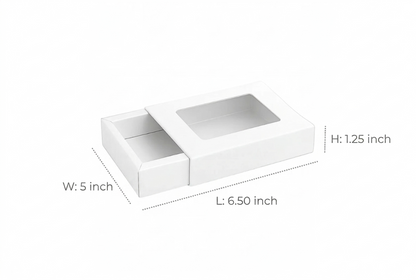 L6.50xW5xH1.25 inch 6 Piece Chocolate Slider Box White Virgin Kraft Paper With Window-1000/Ctn