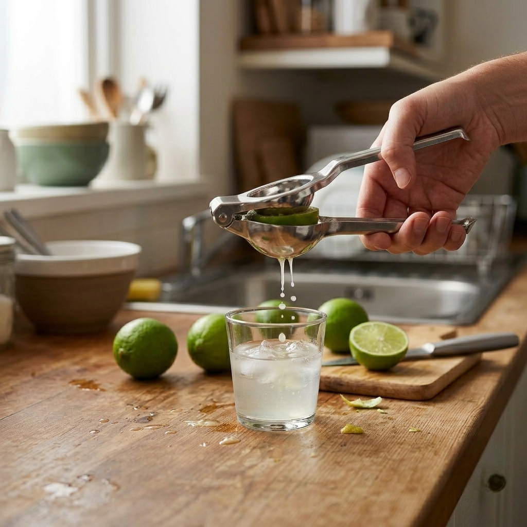 Manual Lime Squeezer – Stainless Steel Citrus Juicer for Lemon, Lime and Orange Juice in Bars, Cafes and Restaurant Kitchens