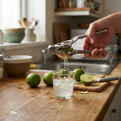 Manual Lime Squeezer – Stainless Steel Citrus Juicer for Lemon, Lime and Orange Juice in Bars, Cafes and Restaurant Kitchens
