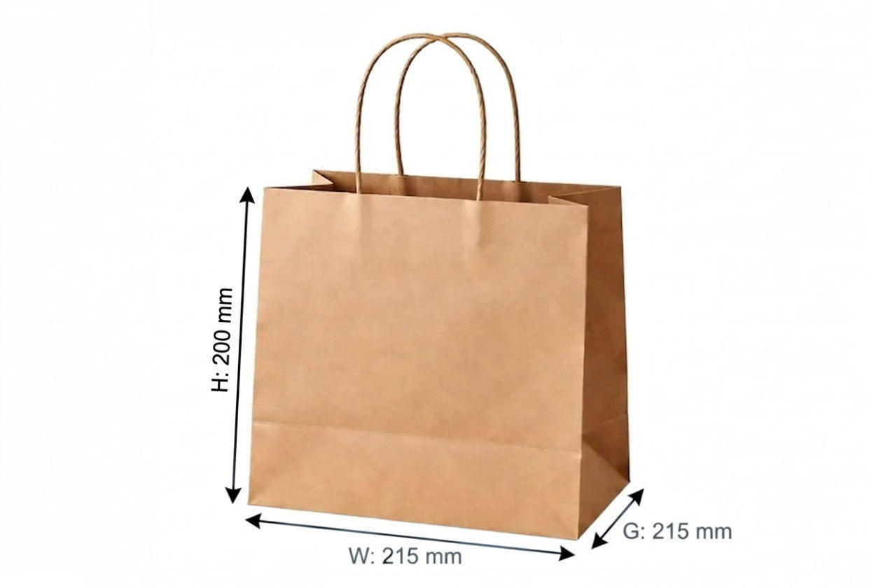 H20xW21.5xG21.5 cm- Brown Kraft Paper Bag With Twisted Handle
