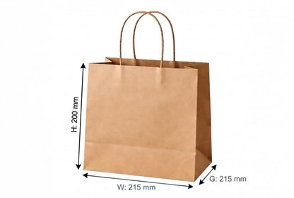 H20xW21.5xG21.5 cm- Brown Kraft Paper Bag With Twisted Handle