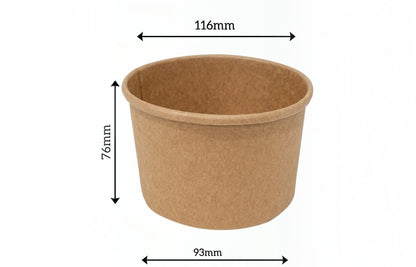 500ml Kraft Brown paper Takeaway container Food-grade with leak-resistant Suitable for soups, noodles, and hot or cold takeaway items.
