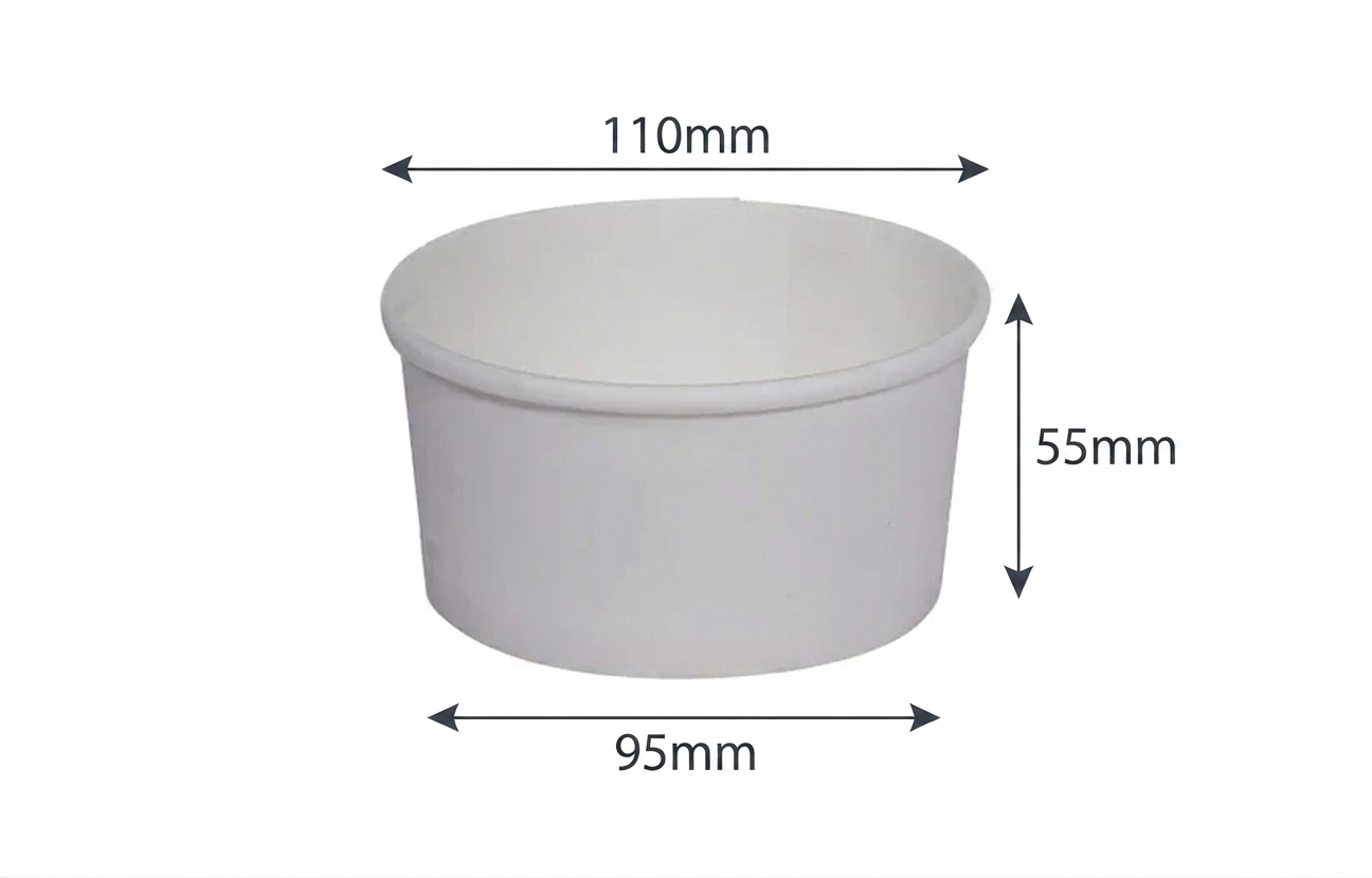 350ml Kraft White paper Takeaway container Food-grade with leak-resistant Suitable for soups, noodles, and hot or cold takeaway items.