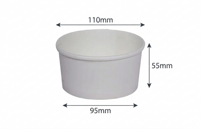 350ml Kraft White paper Takeaway container Food-grade with leak-resistant Suitable for soups, noodles, and hot or cold takeaway items.