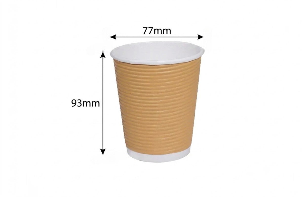 8oz ripple wall paper cup designed for serving hot beverages like coffee and tea, providing better heat protection and comfortable grip.