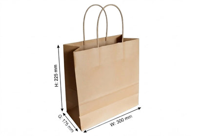 H22.5xW30xG17.5 cm- Brown Kraft Paper Bag With Twisted Handle
