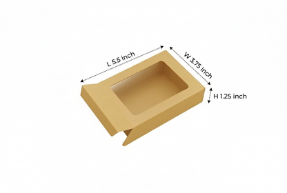L5.5xW3.75xH1.25inch 6 Piece Chocolate Side Opening Box Brown Virgin Kraft Paper With Window-1000/Ctn