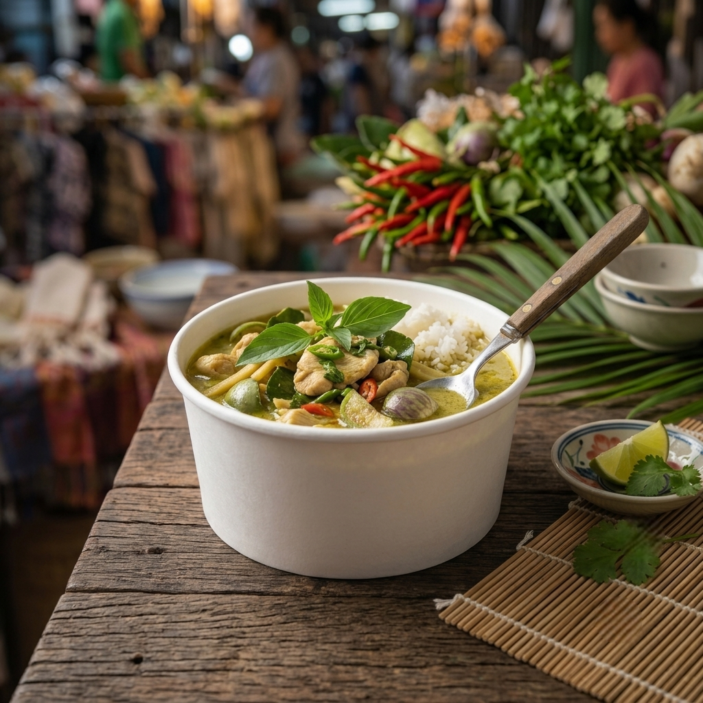 500ml Kraft White paper Takeaway container Food-grade with leak-resistant Suitable for soups, noodles, and hot or cold takeaway items.