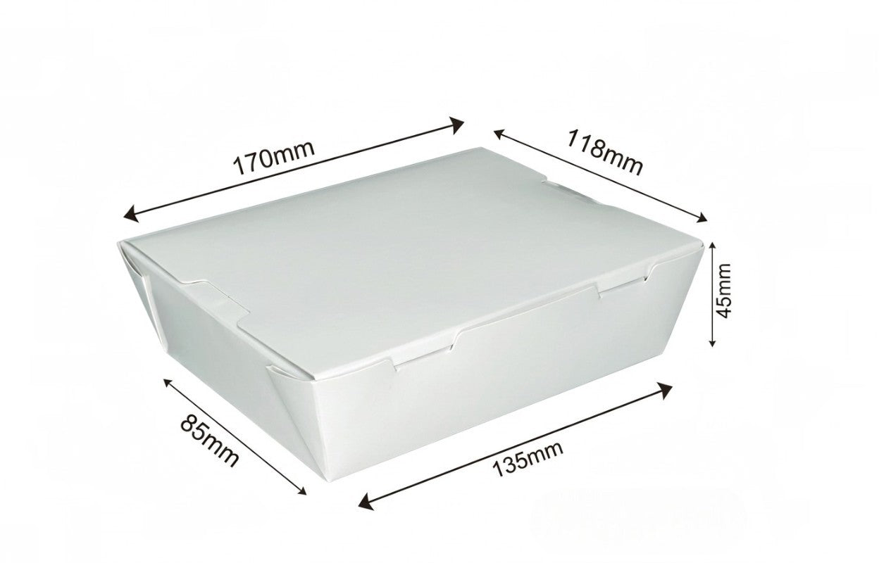 L15xW100xH4.5cm 700ml White Kraft Food Grade Lunch Box-750/Ctn