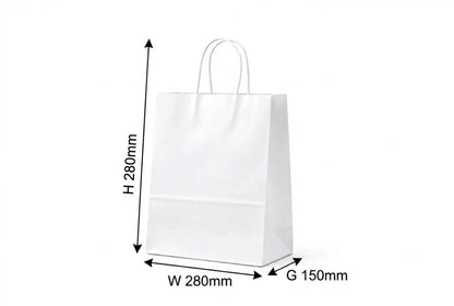 H28xW28xG15cm White Kraft Paper Bag with Twisted Handle