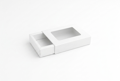 L8.75xW7xH1.25 inch 12 Piece Chocolate Slider Box White Virgin Kraft Paper With Window-1000/Ctn