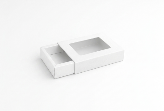 L8.75xW7xH1.25 inch 12 Piece Chocolate Slider Box White Virgin Kraft Paper With Window-1000/Ctn