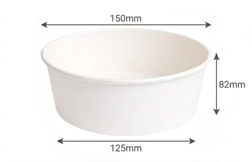 1000ml Flat Kraft Brown Paper Takeaway Container Food-Grade with Leak Resistant Suitable for Salad, and Hot or Cold Takeaway Items (150mm)