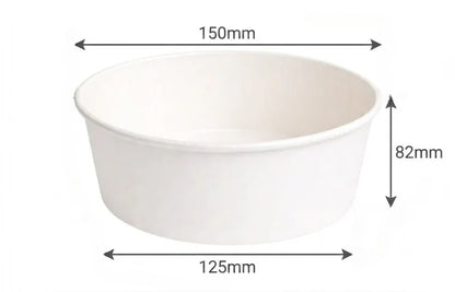1000ml Flat Kraft Brown Paper Takeaway Container Food-Grade with Leak Resistant Suitable for Salad, and Hot or Cold Takeaway Items (150mm)