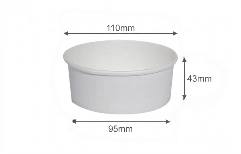 250ml Kraft White paper Takeaway container Food-grade with leak-resistant Suitable for soups, noodles, and hot or cold takeaway items.