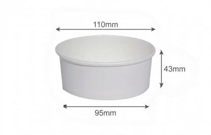250ml Kraft White paper Takeaway container Food-grade with leak-resistant Suitable for soups, noodles, and hot or cold takeaway items.