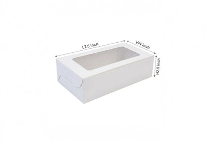 L7.5xW4xH2.5 inch 250Gms White Virgin Kraft Paper Plum Cake Box With Window-1000/Ctn