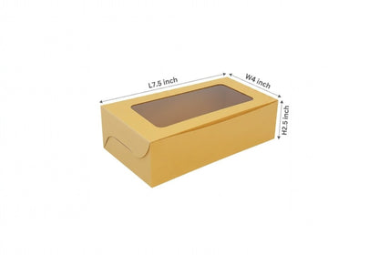 L7.5xW4xH2.5 inch 250Gms Brown Virgin Kraft Paper Plum Cake Box With Window-1000/Ctn