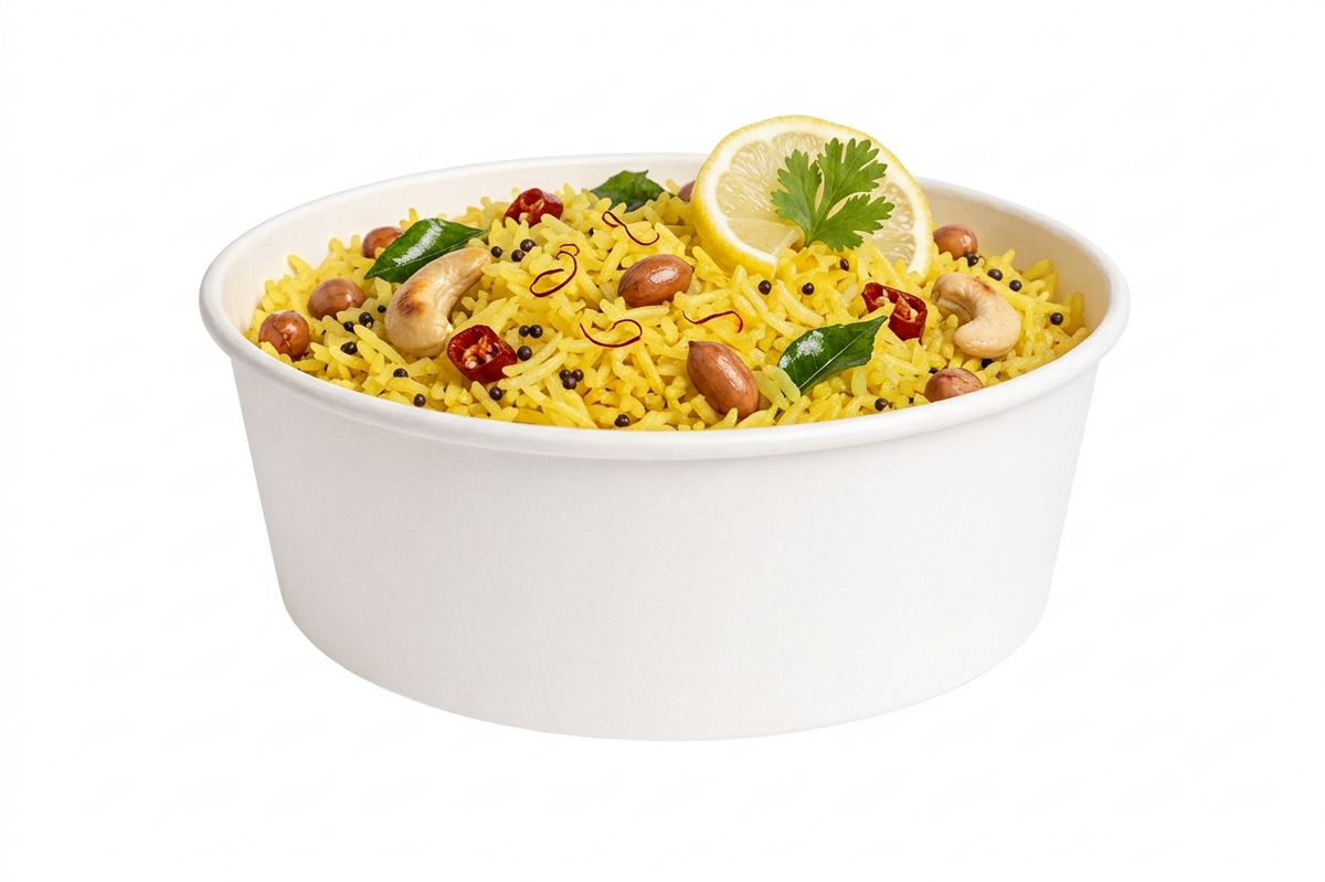 1000ml Flat Kraft White Paper Takeaway Container Food-grade with leak-resistant Suitable for soups, noodles, and hot or cold takeaway items.