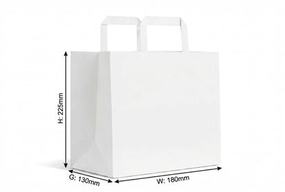 Kraft White Flat Handle Paper Bag H22.5xW18xG13cm