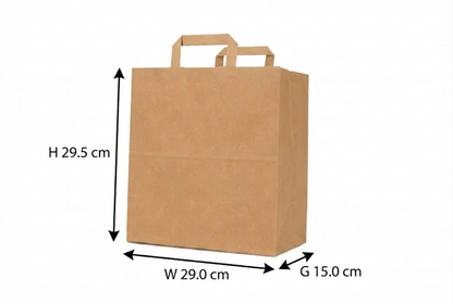 Kraft Brown Flat Handle Paper Bag H29.5xW29xG15cm