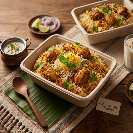 24oz/750ml Bagasse Rectangular Food Container Eco-friendly made from natural sugarcane bagasse fiber Strong, compostable, and ideal for hot meals and takeaway food