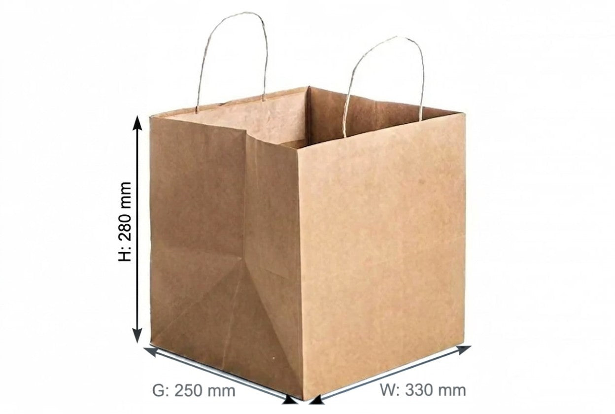 H28xW33xG25 cm- Brown Kraft Paper Bag With Twisted Handle